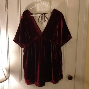 Free People ruby red velvet dress size S